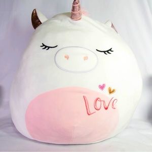 Squishmallow Raquel the White Unicorn 20" Pink Kellytoy Soft Plush LIKE NEW